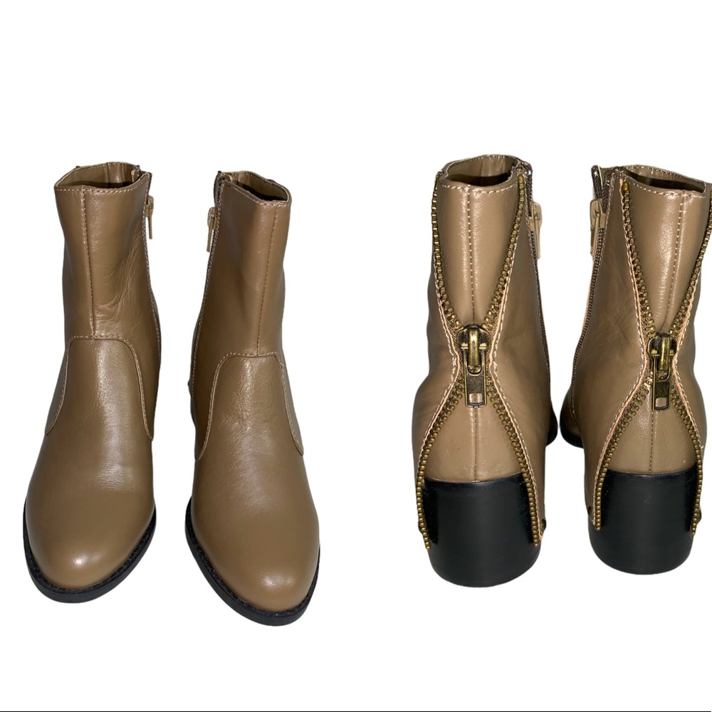 NWOT Two Lips Zipper Tan Booties